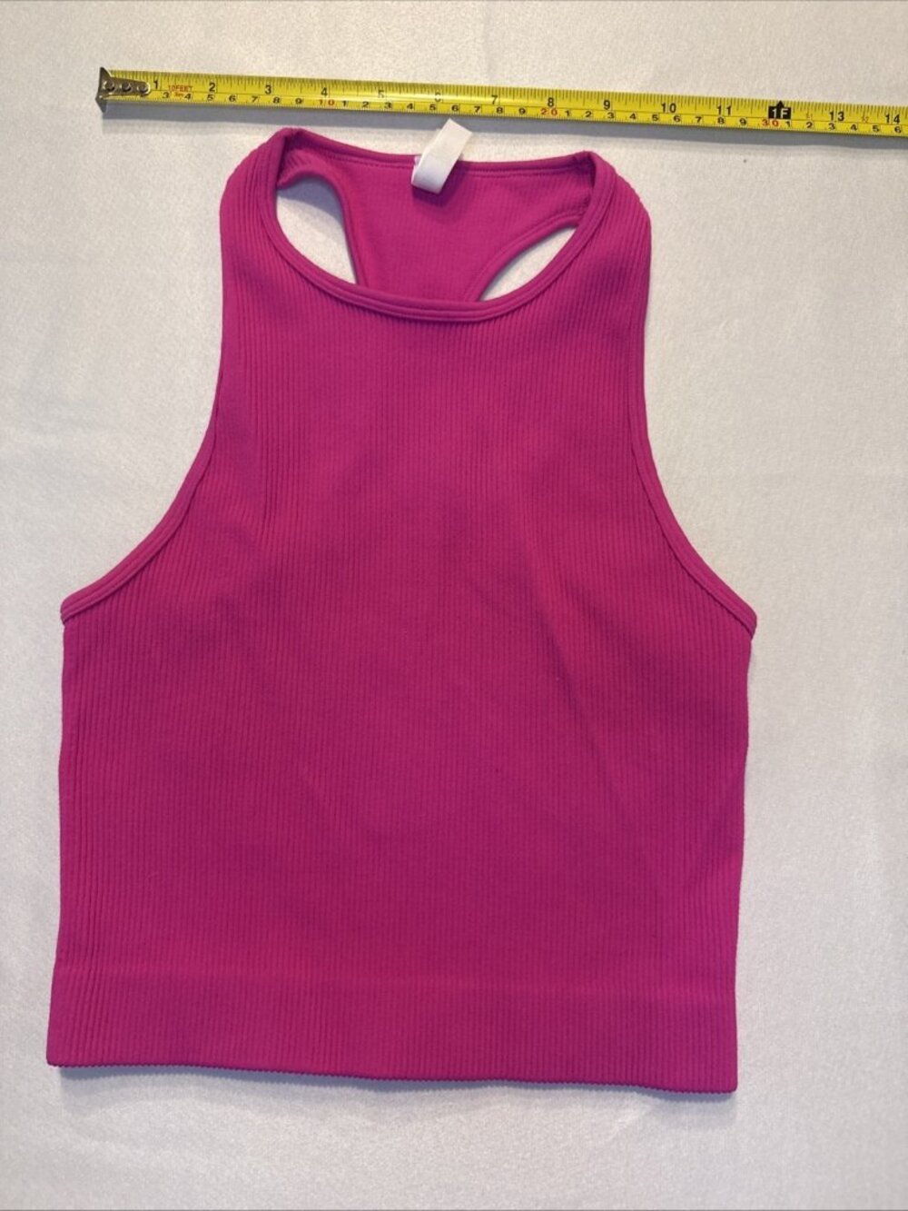Zenana Women's Pink Ribbed Cropped Tank Top Round Neck Size S/M - Picture 4 of 5